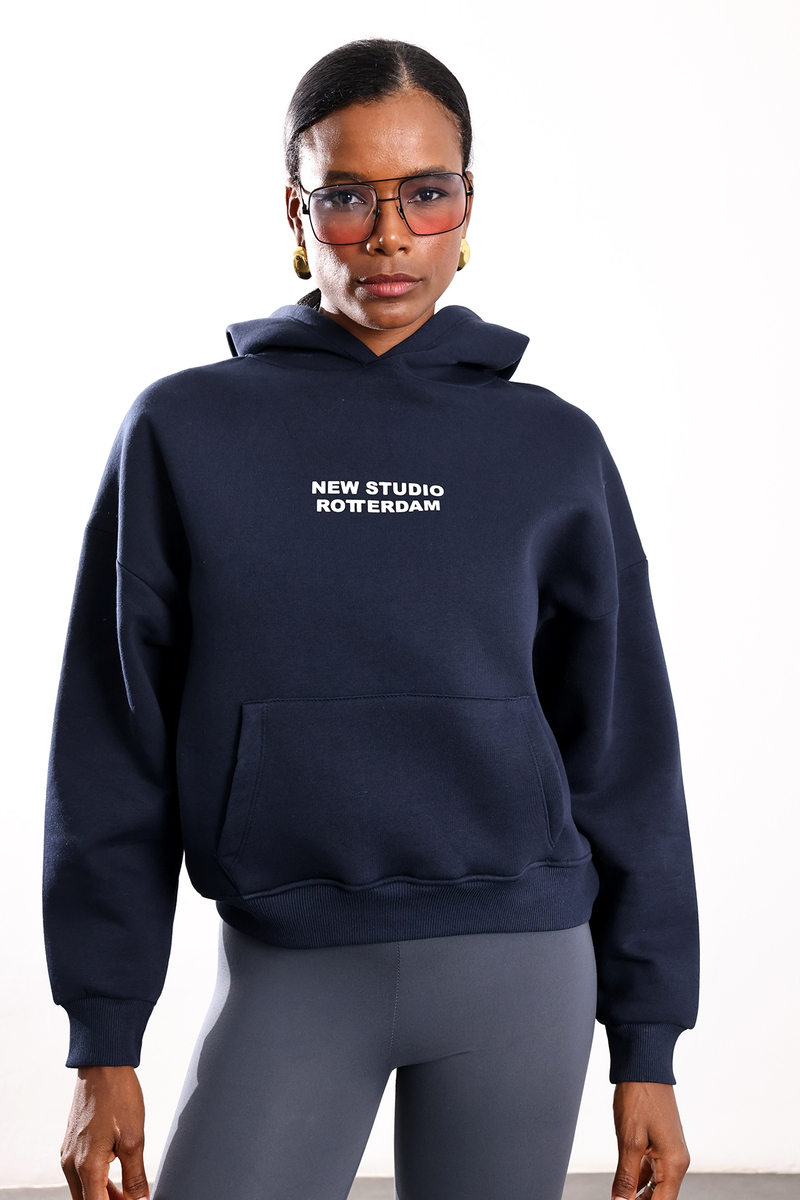 Lacivert New Studio Rotterdam Baskılı Sweatshirt 12233