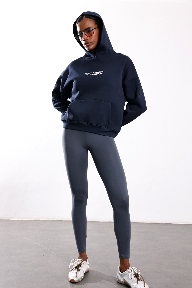 Lacivert New Studio Rotterdam Baskılı Sweatshirt 12233