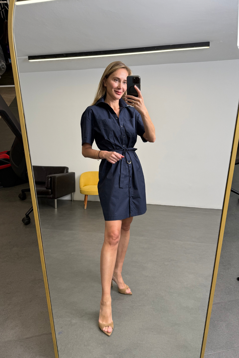 Lacivert Verona Poplin Elbise 