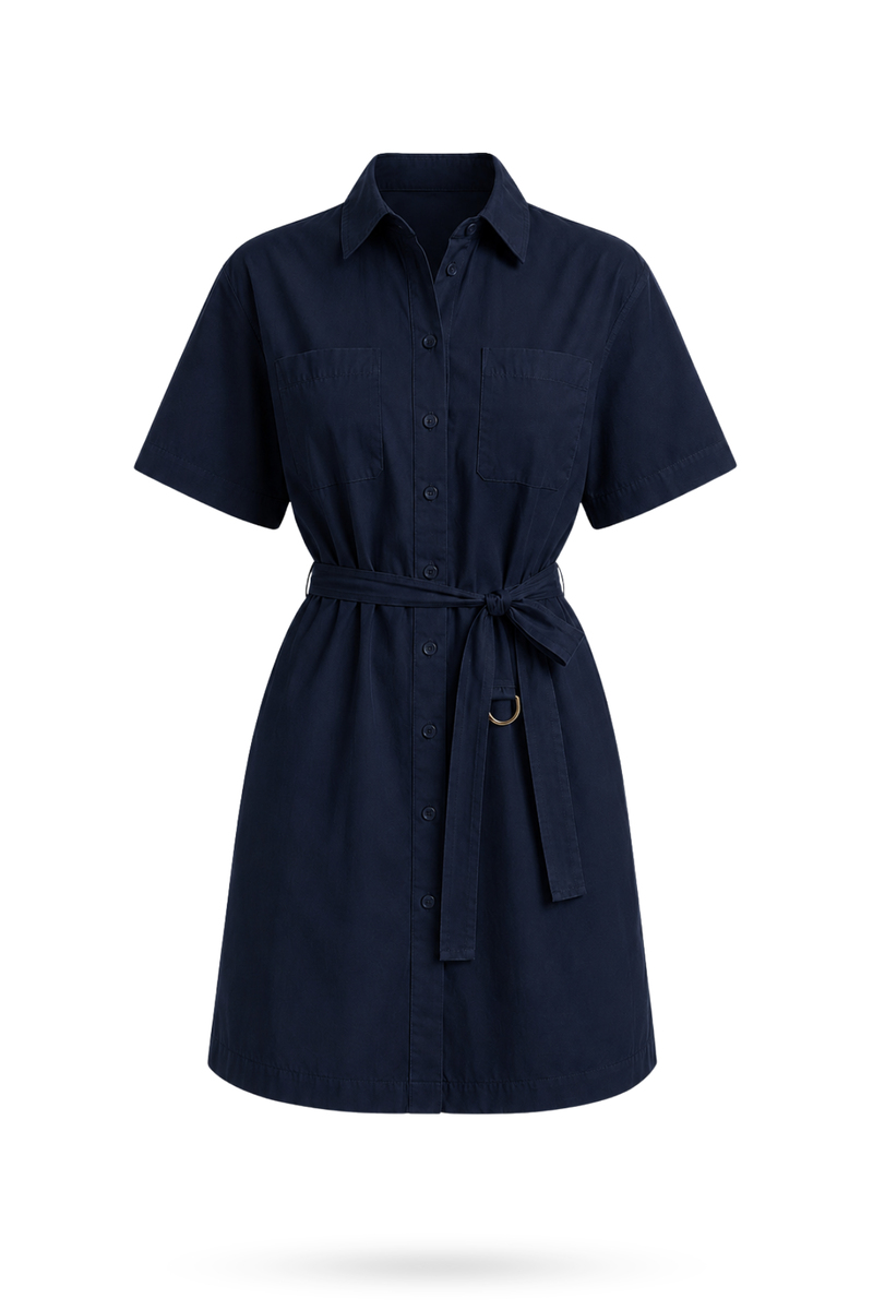 Lacivert Verona Poplin Elbise 