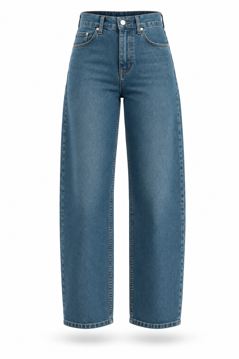 Mavi Yüksek Bel Barrel Jean 