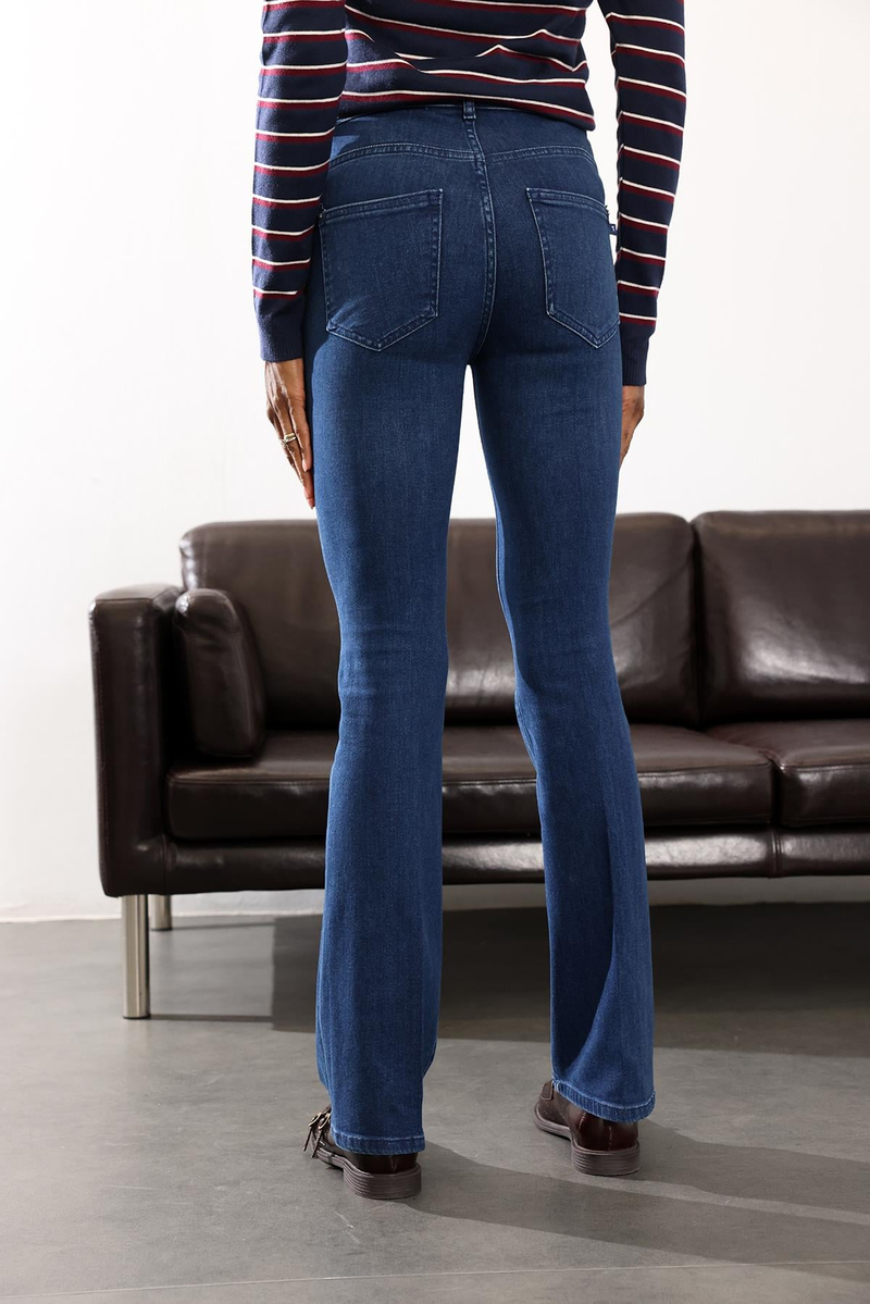 Mavi Yüksek Bel Likralı Bootcut Jean 