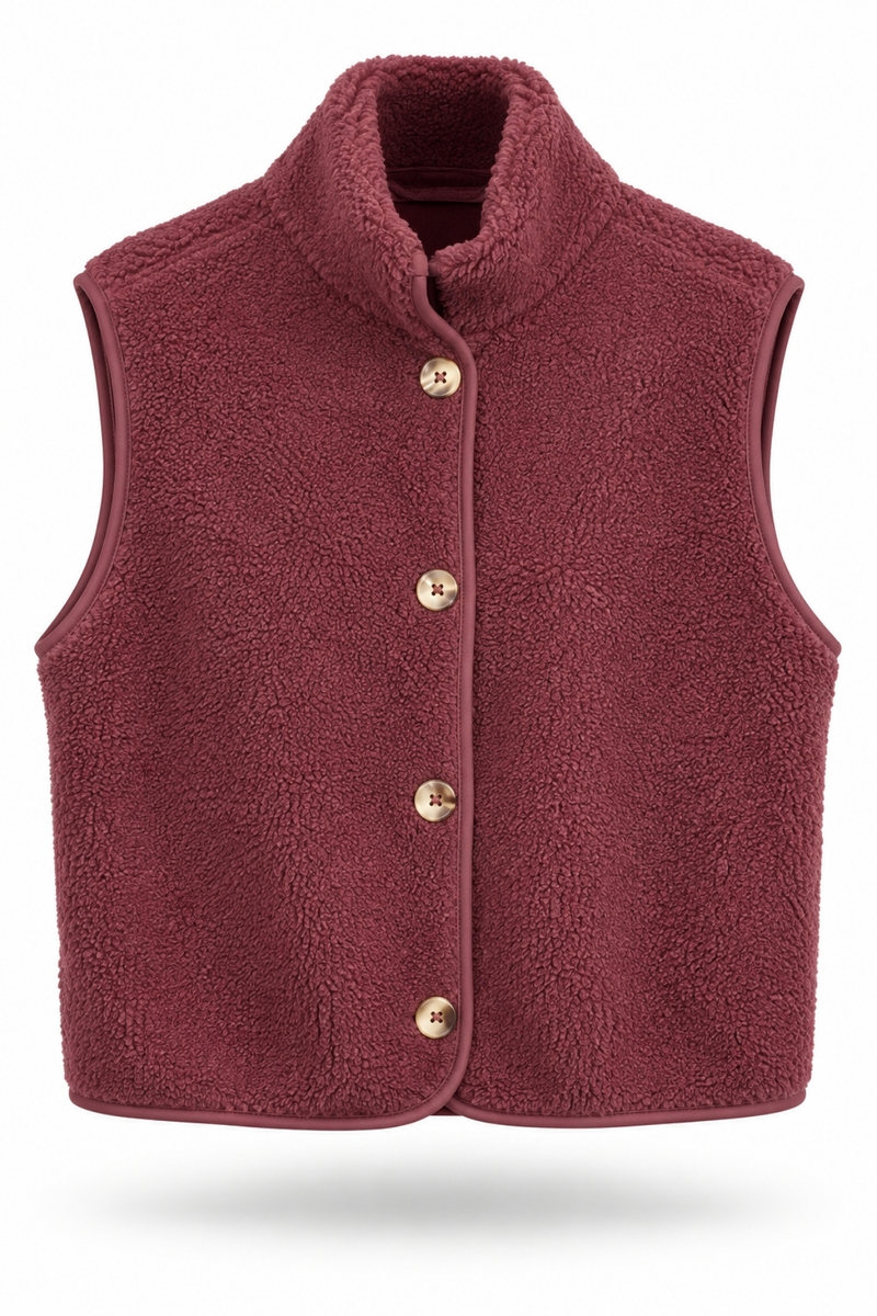 Mürdüm Dik Yaka Peluş Yelek 23241