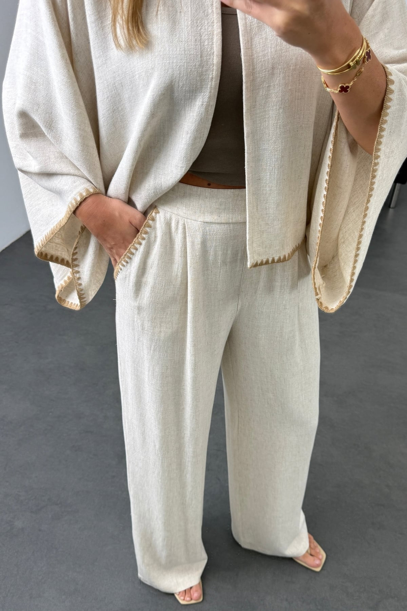 Naturel Bluz Pantolon Bohem Takım 39821