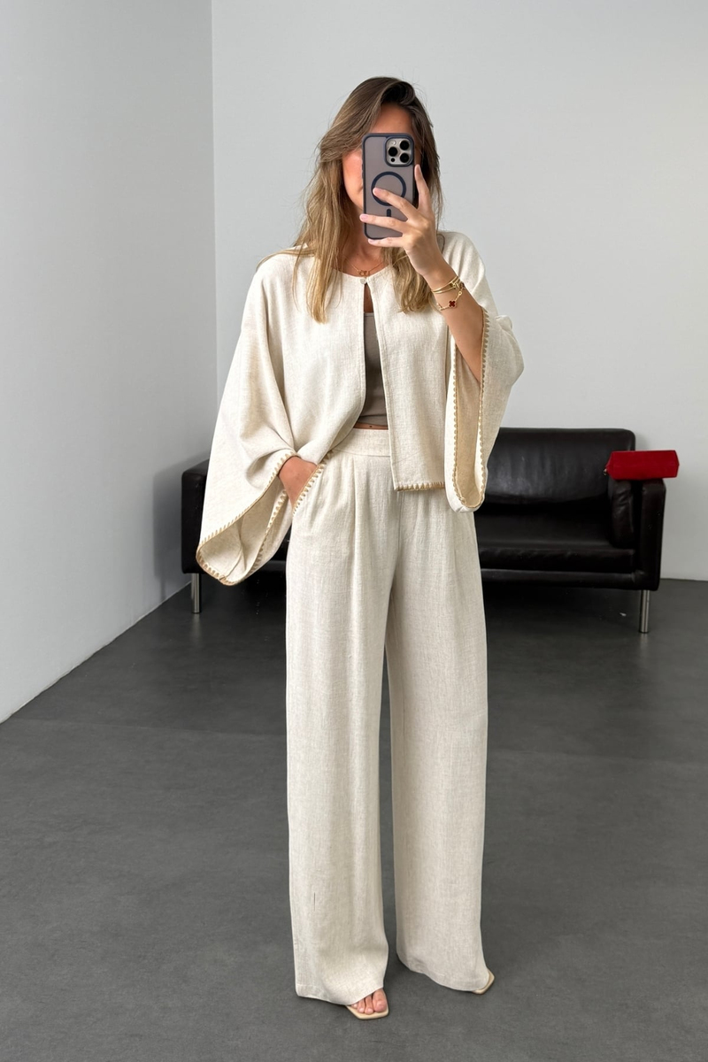 Naturel Bluz Pantolon Bohem Takım 39821