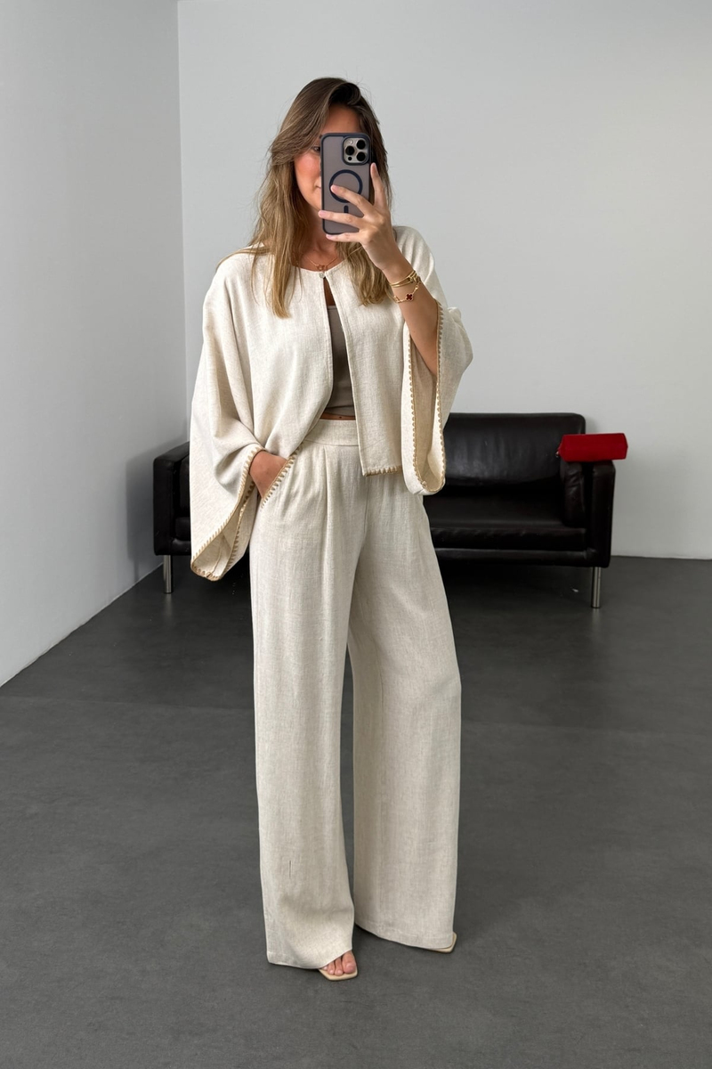 Naturel Bluz Pantolon Bohem Takım 39821