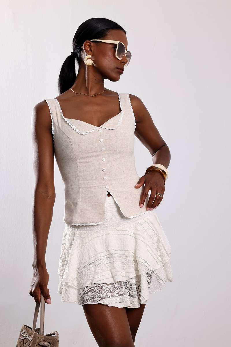 Naturel Lilya Linen Dantelli Büstiyer 