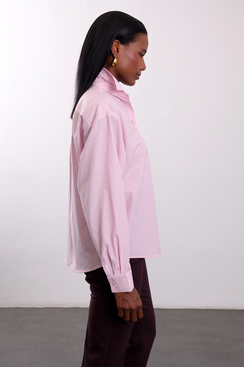 Pembe Rafhael Oxford Çizgili Gömlek 