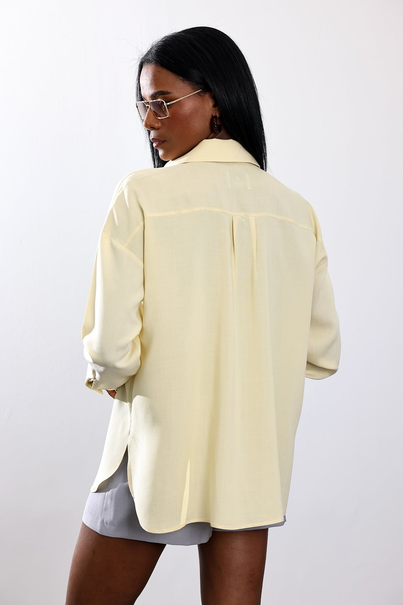 Sarı Cepli Oversize Gömlek 1724