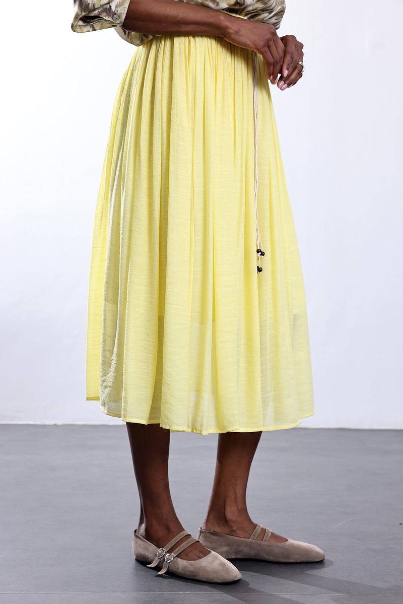 Sarı Kemerli Piliseli Etek 39034