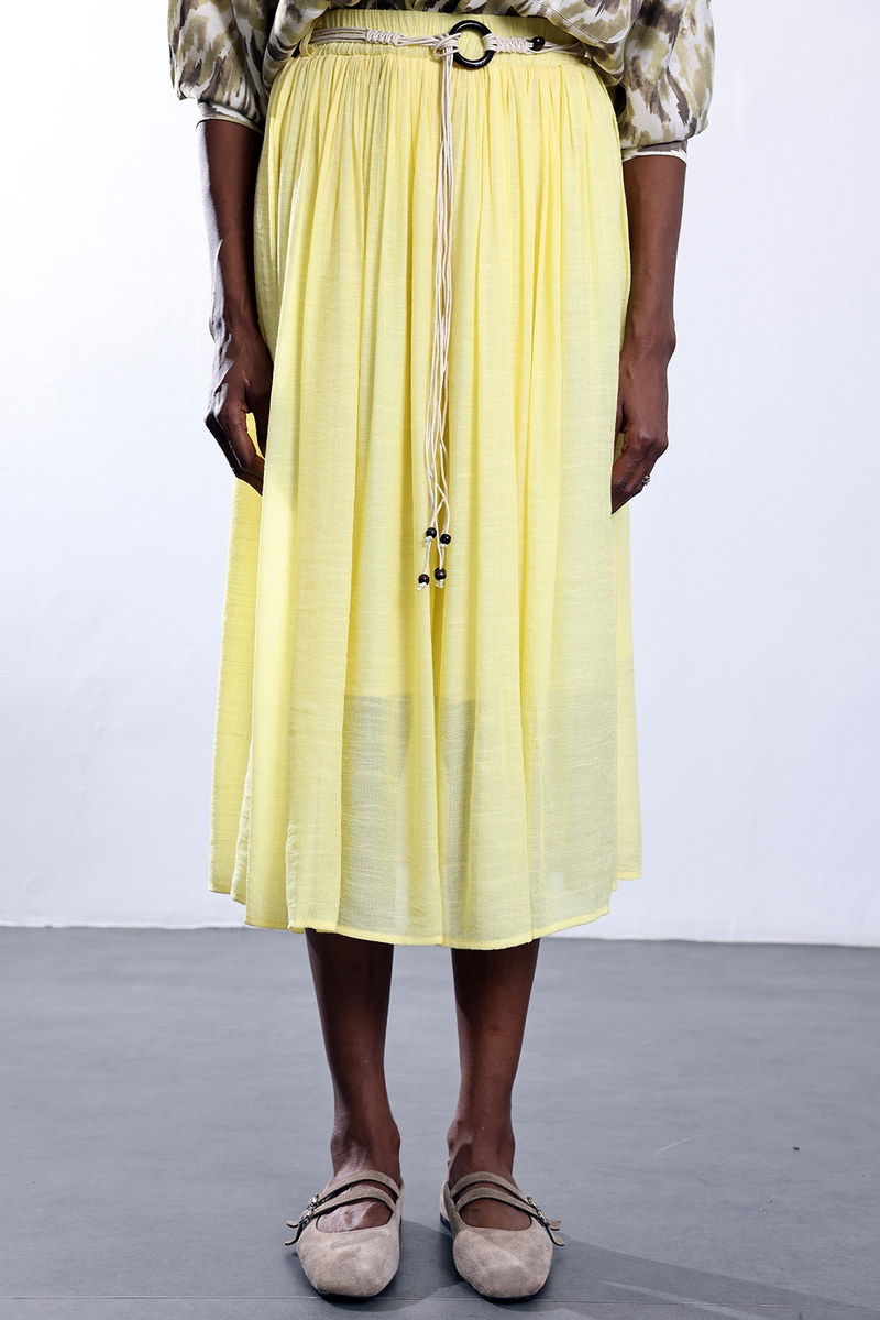 Sarı Kemerli Piliseli Etek 39034