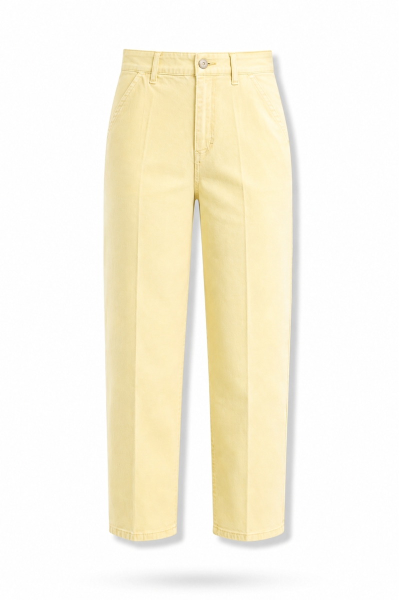 Sarı Yüksek Bel Tensel Baggy Jean 3001
