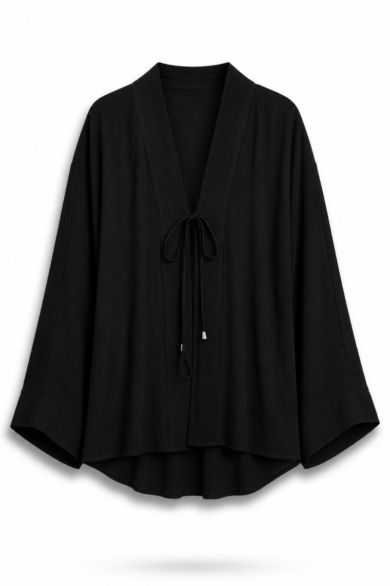 Siyah Bağlama Detaylı Kimono 265223