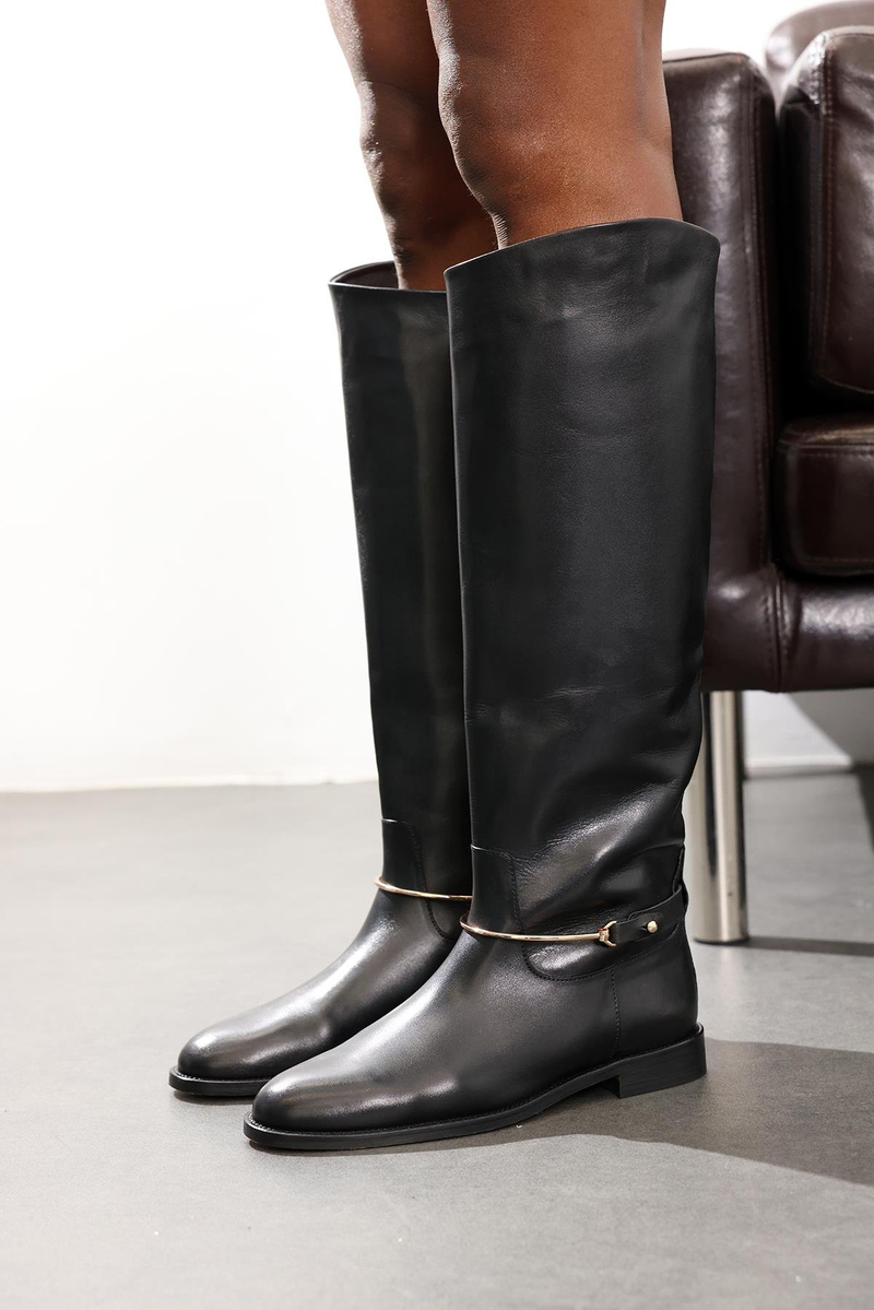 Siyah Deri Klasik Binici Çizme 24449