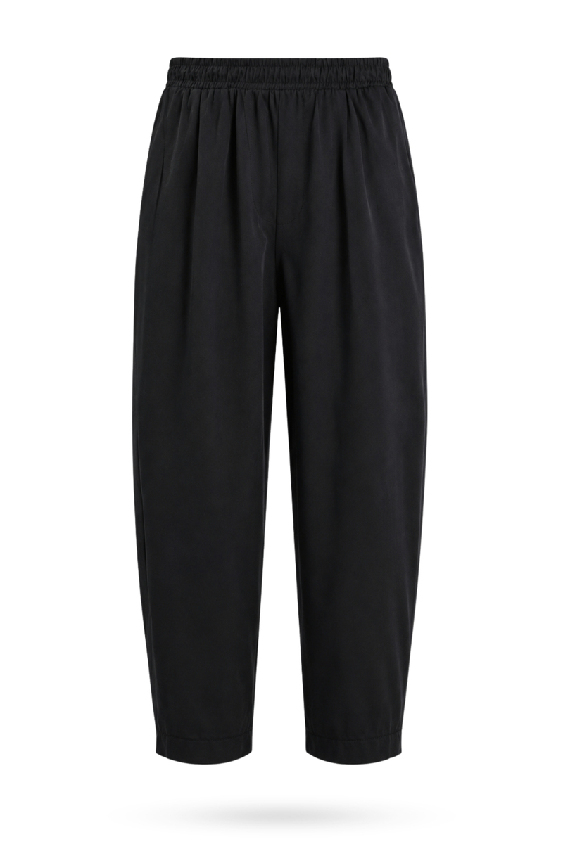 Siyah Kali Poplin Barrel Pantolon 