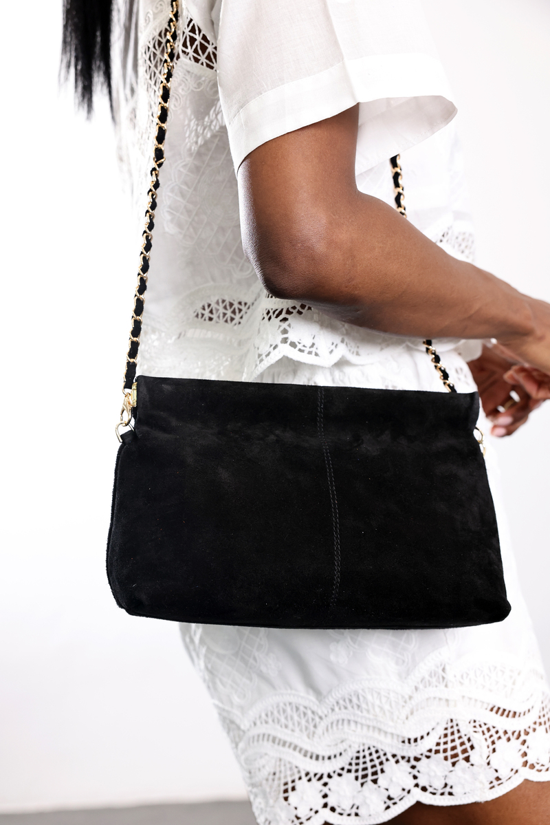 Siyah Nice Süet Askılı Clutch Çanta 7990