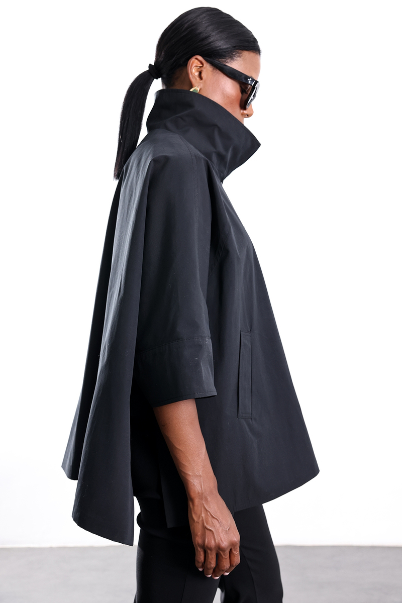Siyah Oversize Kısa Trençkot 87159