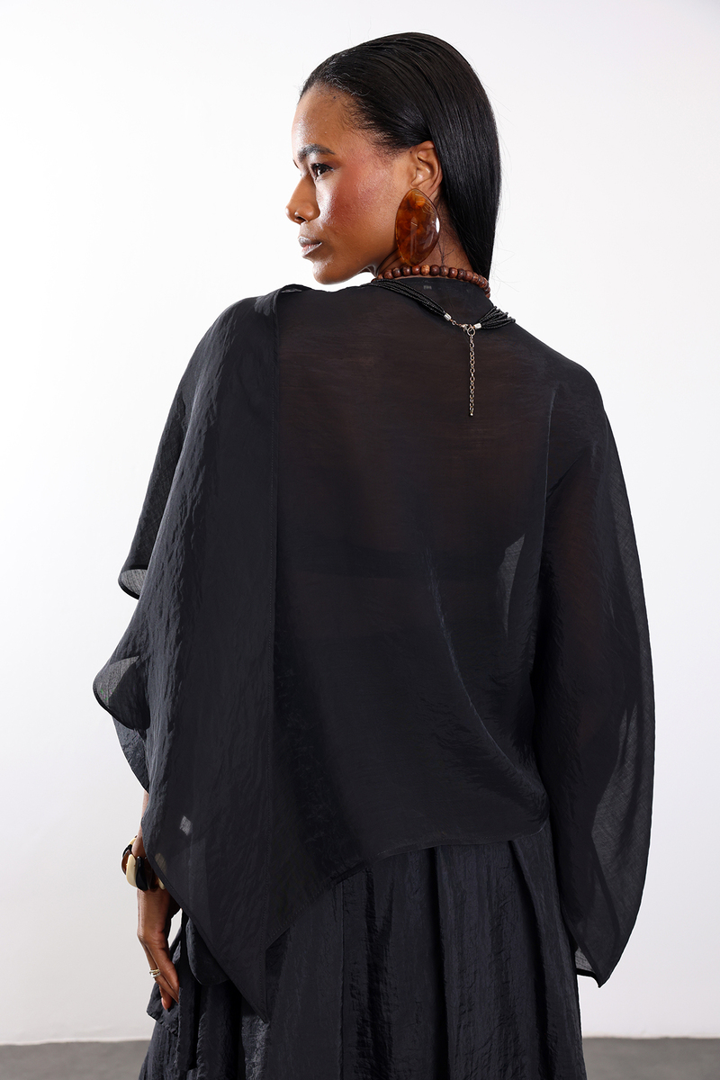 Siyah Pelerin Bluz 5026