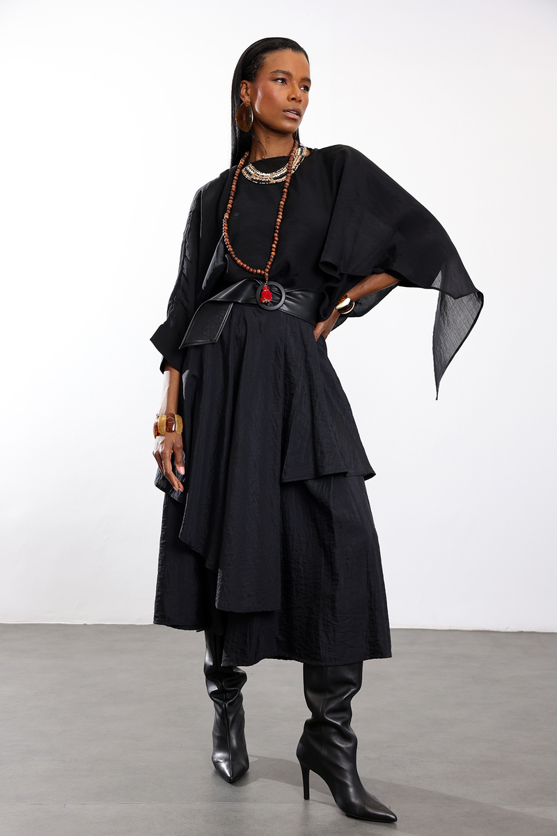 Siyah Pelerin Bluz 5026