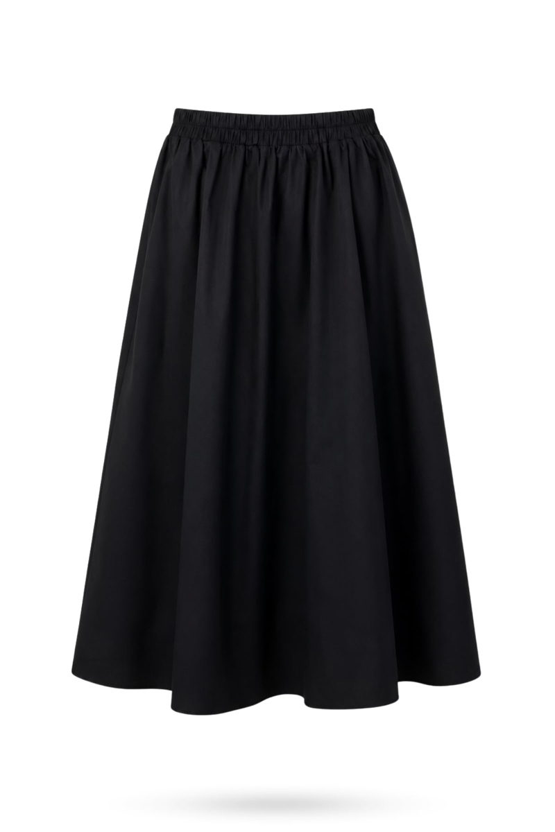 Siyah Poplin Midi Etek 4603