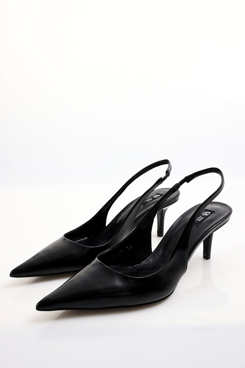 Siyah Sivri Burun Slingback 25149