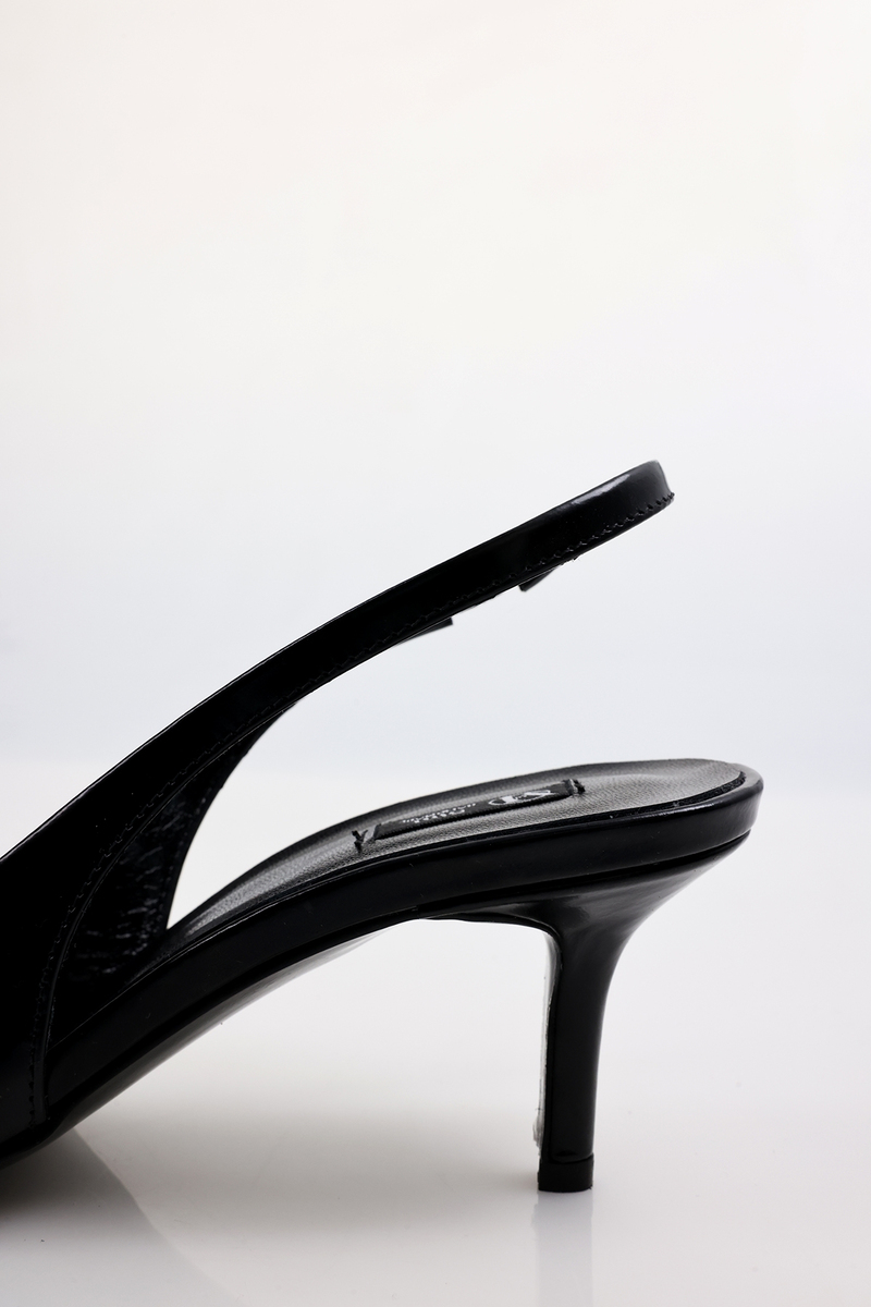 Siyah Sivri Burun Slingback 25149