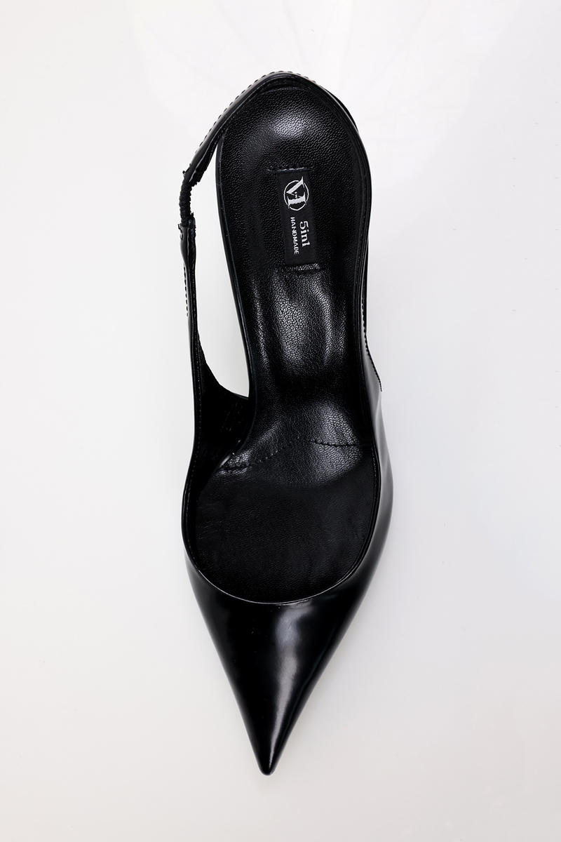 Siyah Sivri Burun Slingback 25149