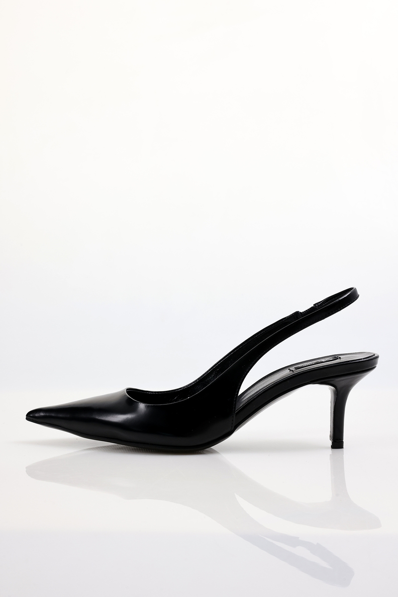 Siyah Sivri Burun Slingback 25149