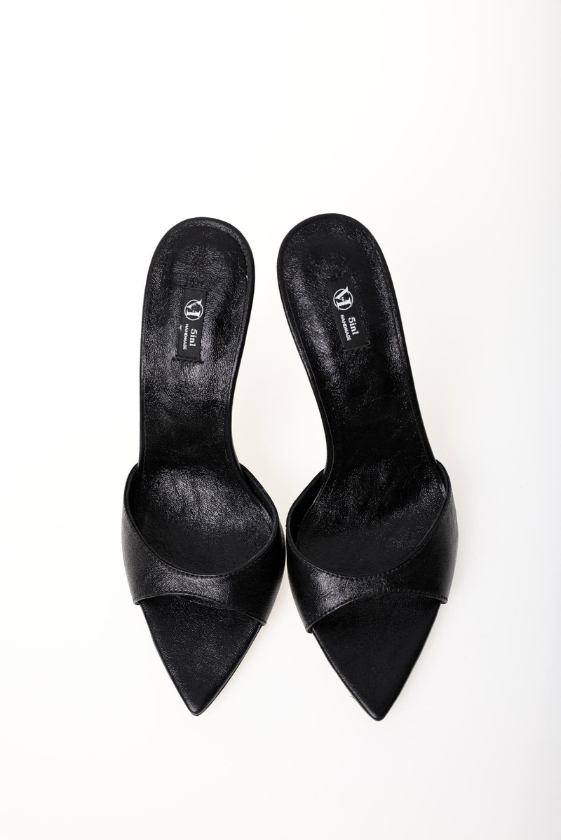 Siyah Sivri Burun Topuklu Terlik 25157