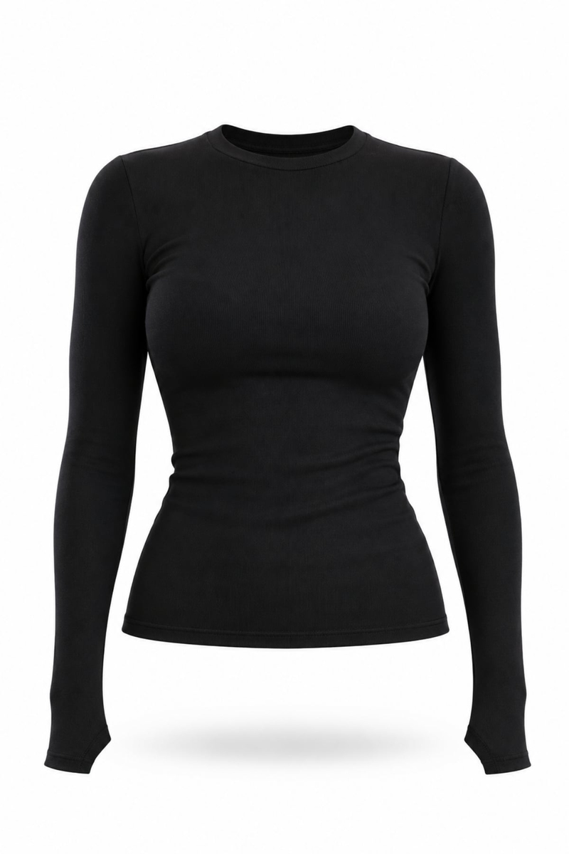 Siyah Soft Touch Uzun Kol Tişört 5068