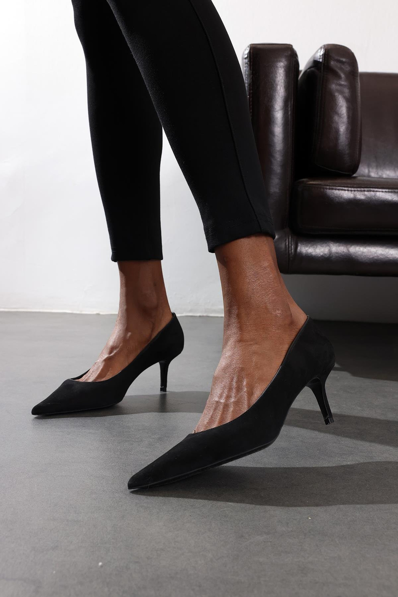 Siyah Süet Klasik Stiletto 25445