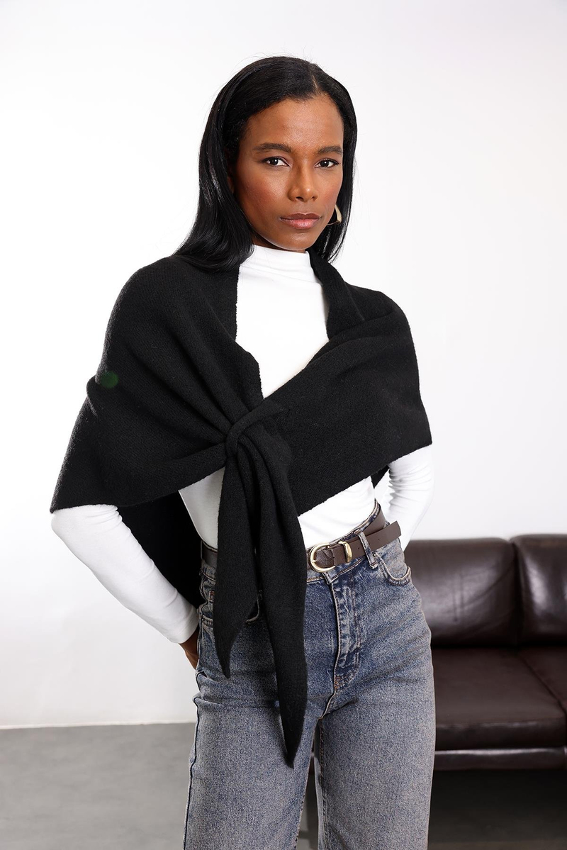 Siyah Triko Üçgen Atkı S009