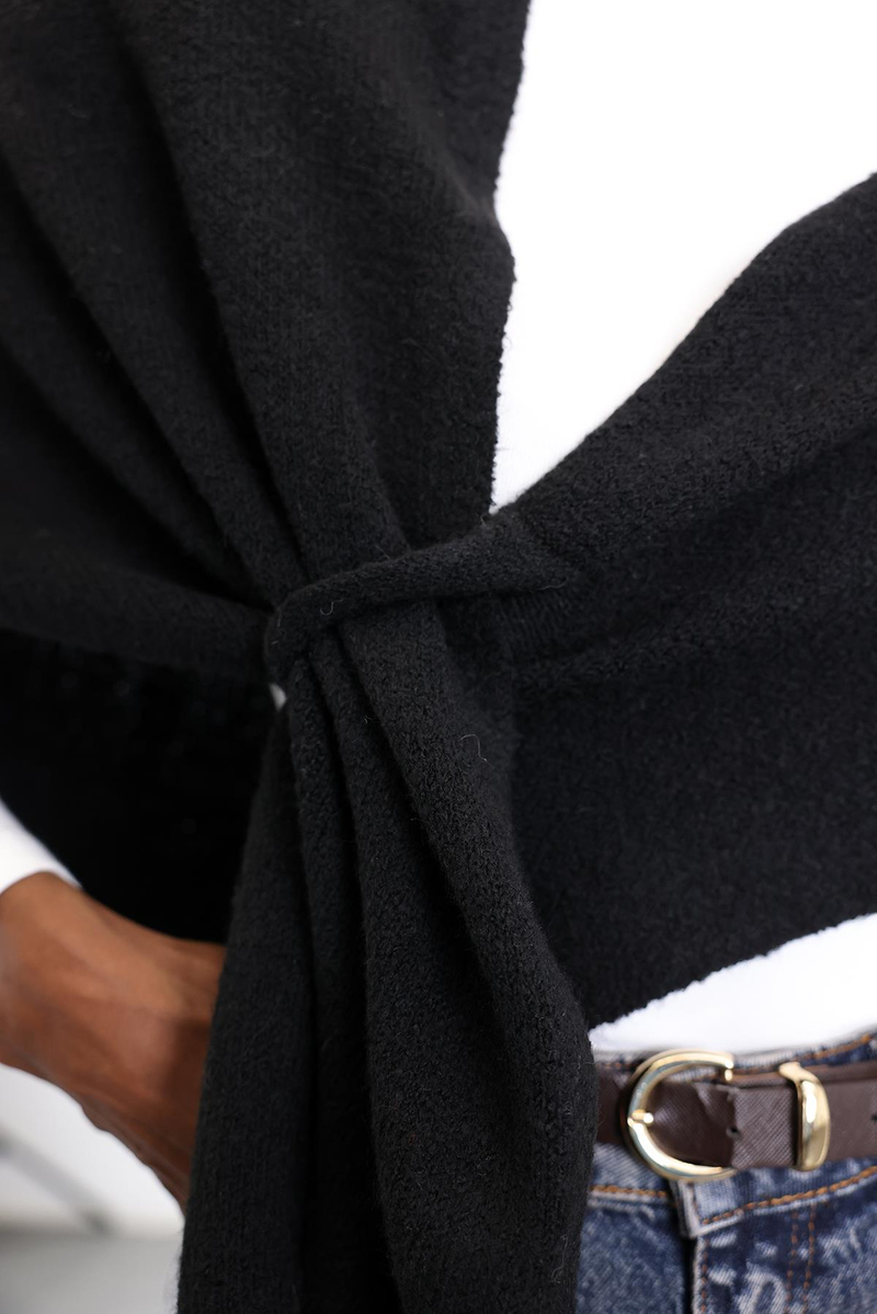 Siyah Triko Üçgen Atkı S009