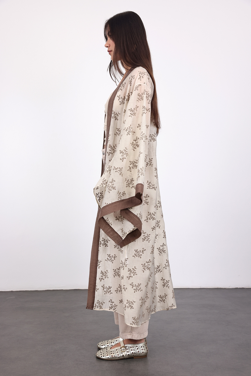 Taş Kuşaklı Nakış İşlemeli Kimono 5097