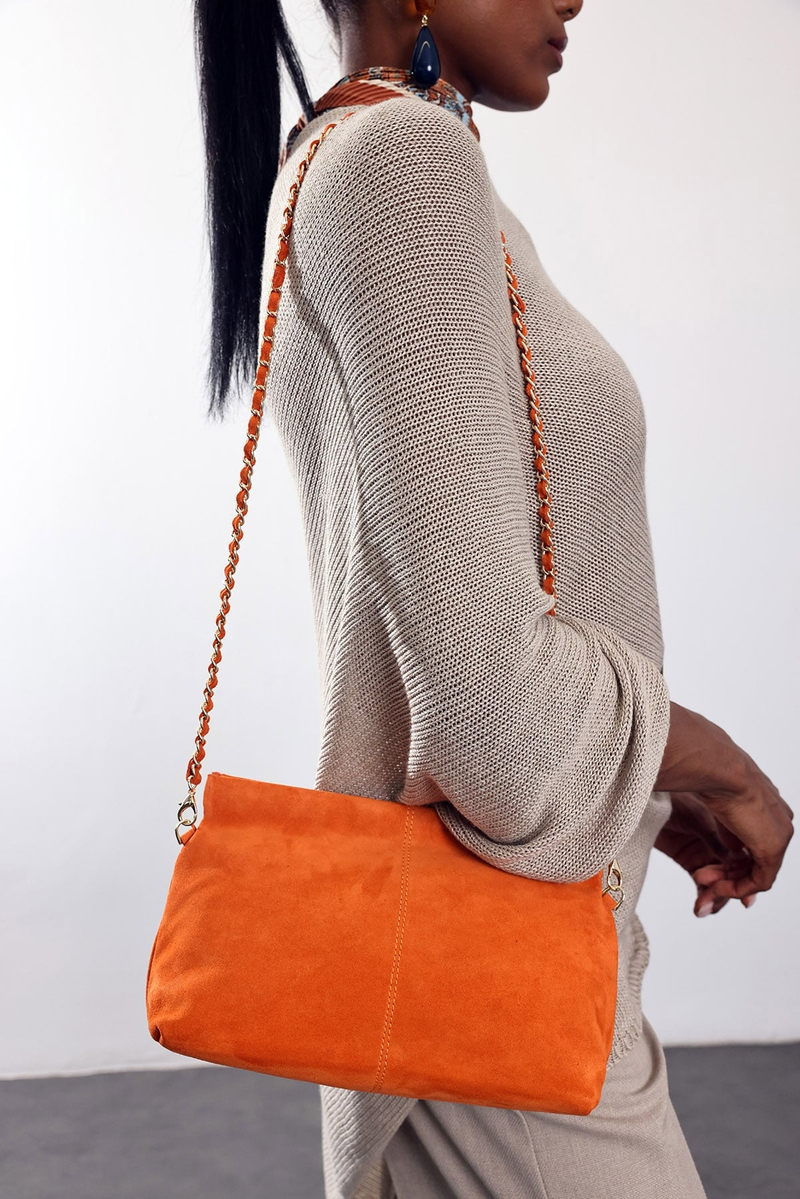 Turuncu Nice Süet Askılı Clutch Çanta 7990