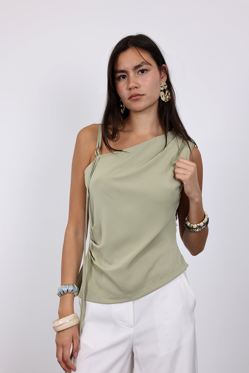 Yeşil Asimetrik Kesim Bluz 071929