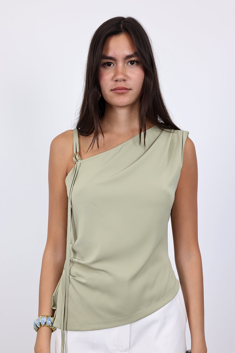 Yeşil Asimetrik Kesim Bluz 071929