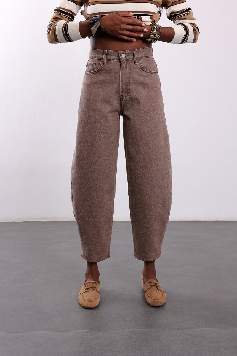 Yıkamalı Kahve Tapered Jean 0210