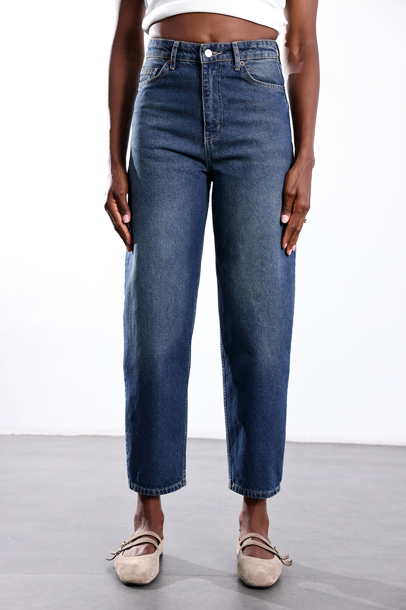 Yıkamalı Mavi Barrel Jean 186