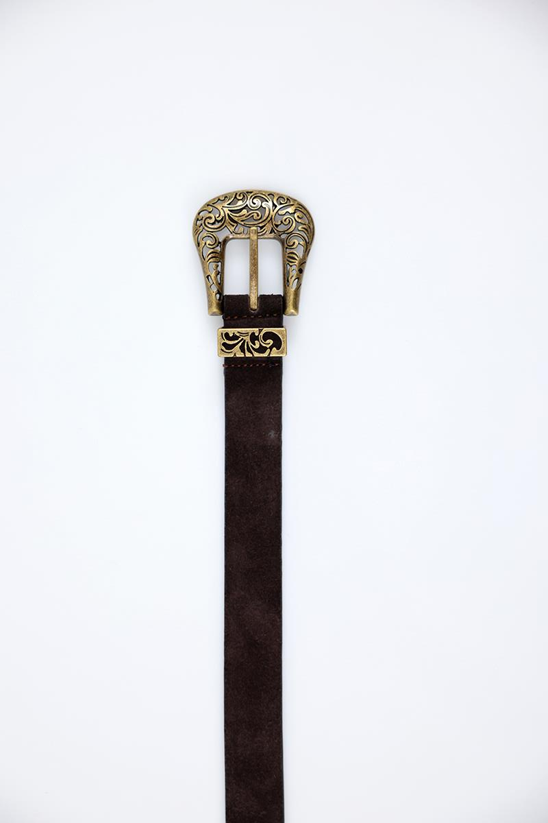 Acı Kahve Western Tokalı Süet Kemer 