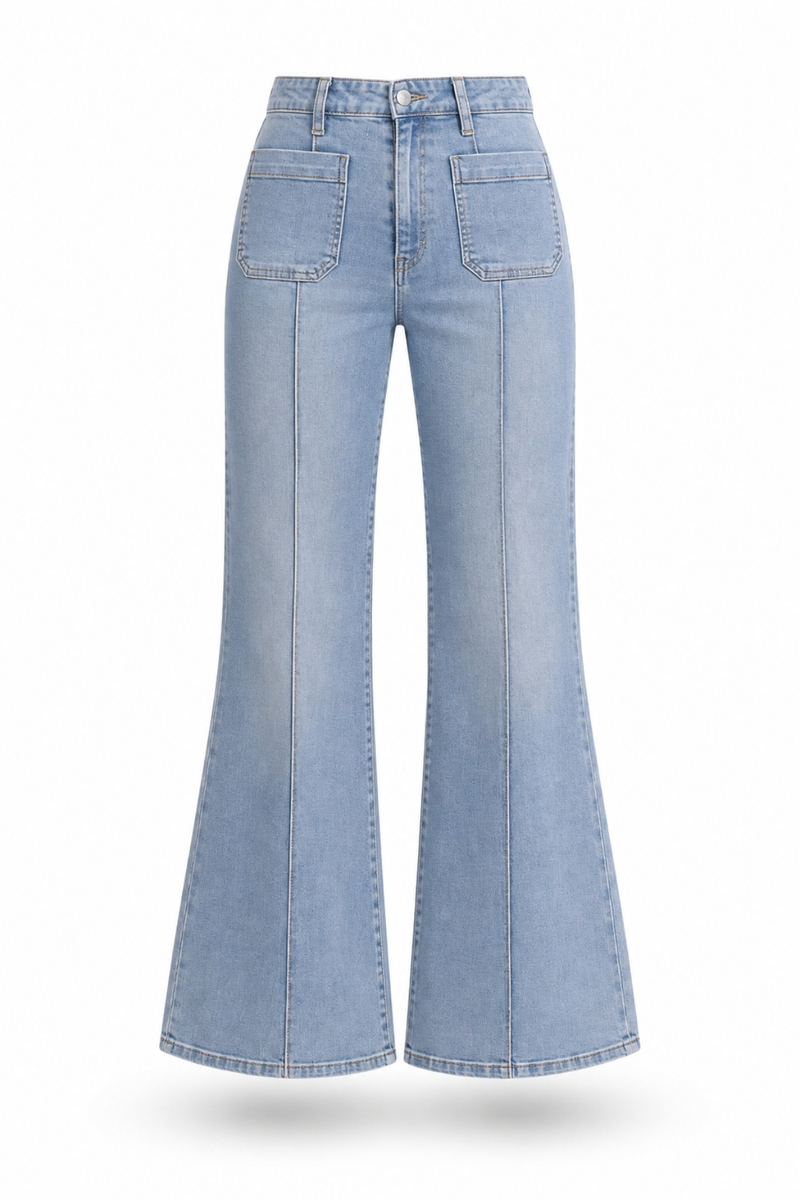 Açık Mavi Full Likralı Flare Jean 
