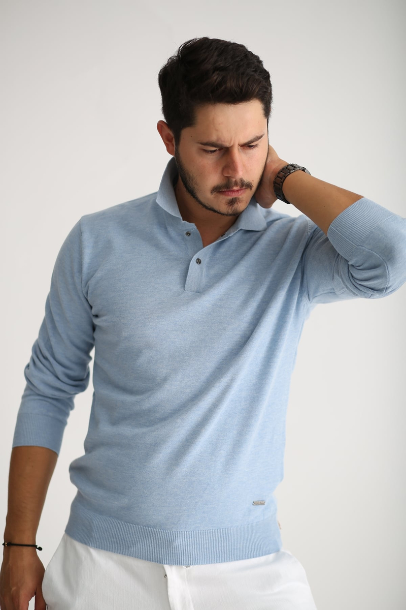 Bebe Mavi Erkek Polo Yaka Triko T1006