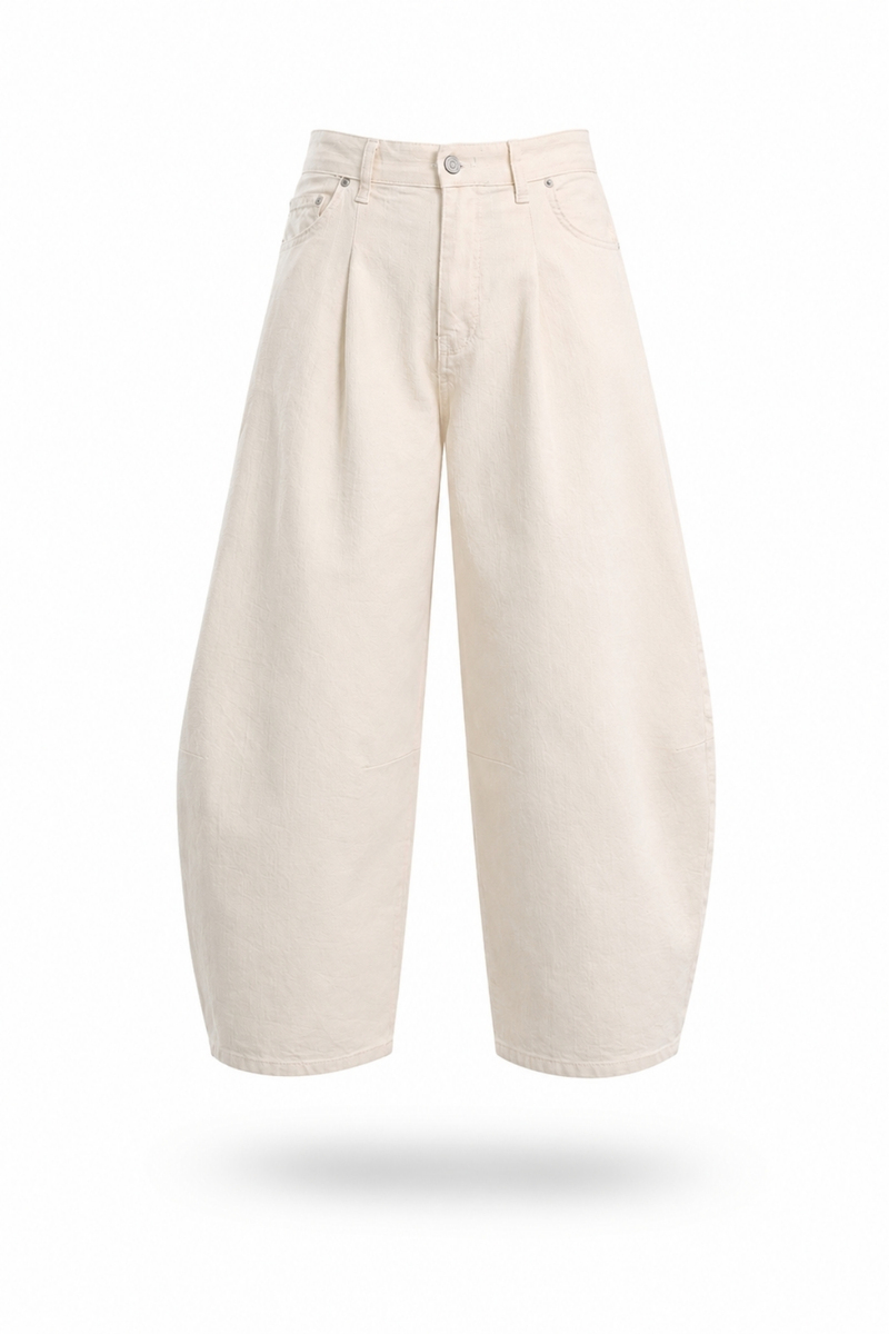 Bej Barrel Kesim Jean 3671