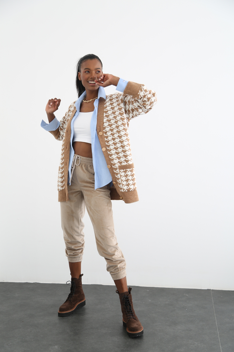 Bej Kadife Fitilli Jogger Pantolon 3385