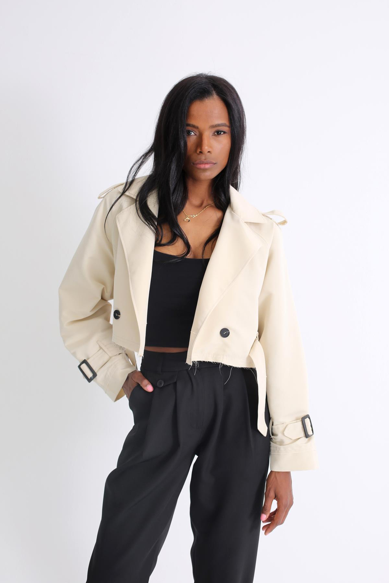 Bej Kemerli Kısa Trenchcoat 54316