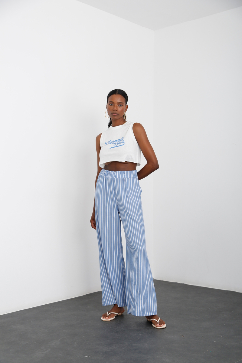 Beyaz Baskılı Kolsuz Crop Tshirt 19162