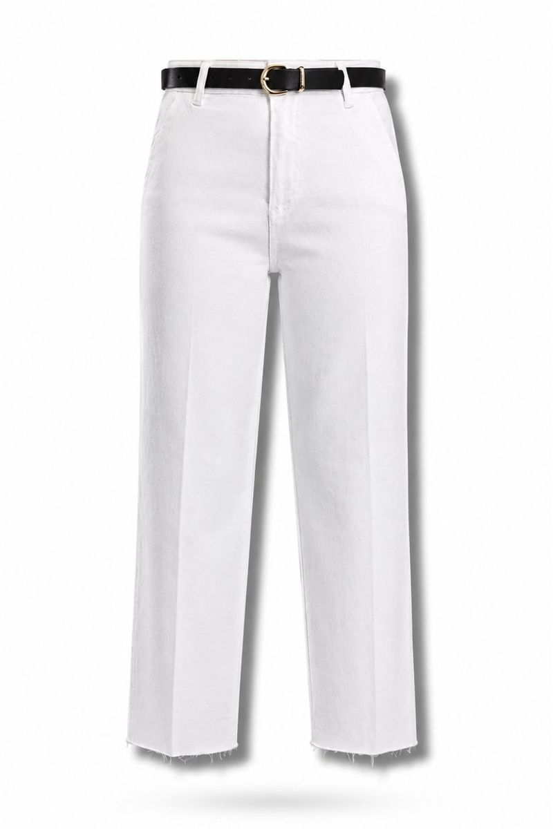 Beyaz Kemerli Straight Jean 120