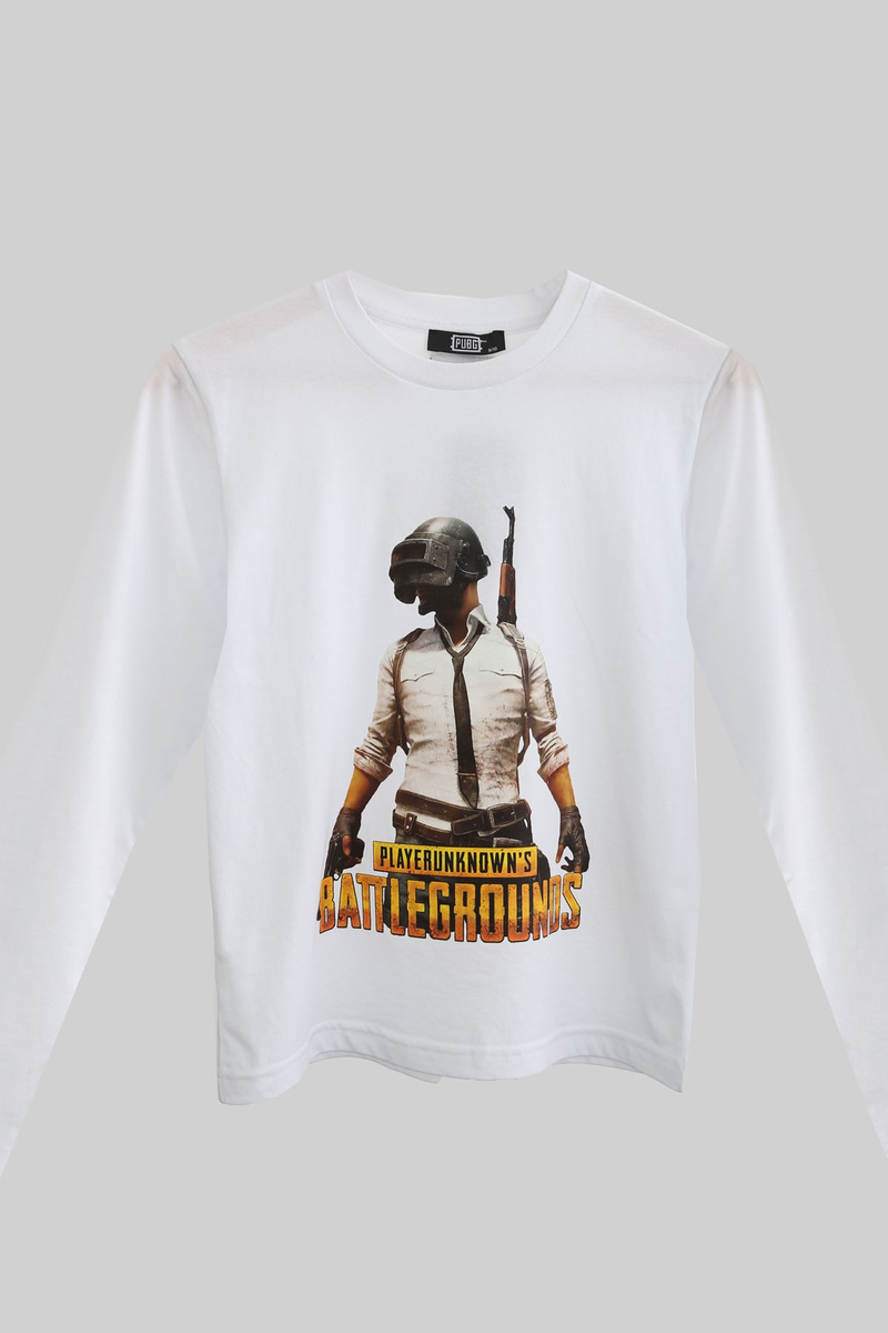 Beyaz PUBG Çocuk Uzun Kol Penye 