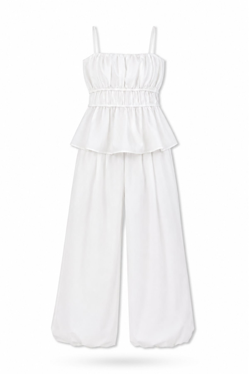 Beyaz Straplez Bluz Pantolon takım 581137