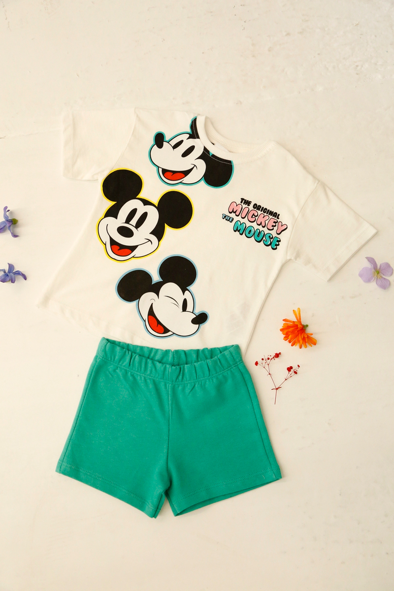Beyaz Unisex Mickey Baskılı Takım 1362